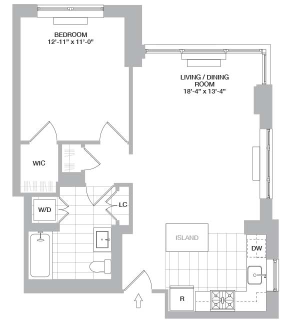 Floor Plan B of a Jersey City One Bedroom Apartment