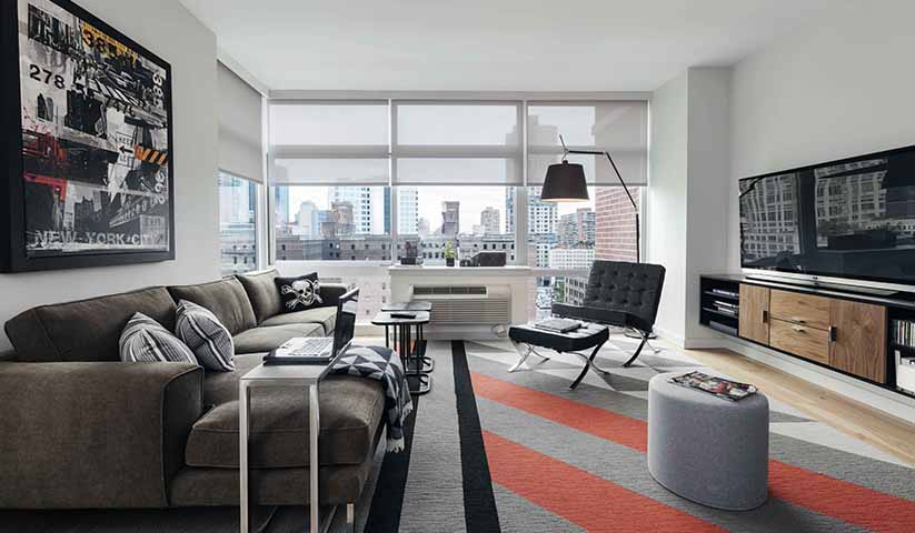 Jersey City Apartment Rentals Living Area with Corner Windows