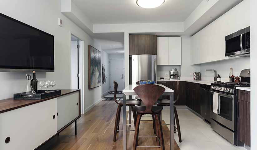 Kitchen in a First Street Jersey City Apartments for Rent