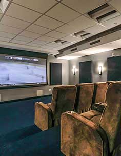 Screening Room with Reclining Chairs at the Luxury Apartment Rentals in Jersey City